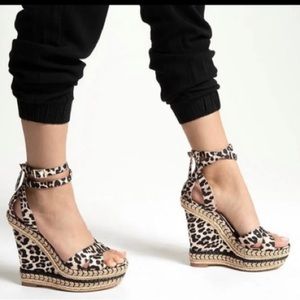 J. Lo Leopard Wedge Espadrille Ondina Sandals - Size 10